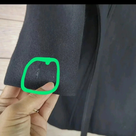 Laundry By Sheli Segal Size 2 Woolen Blend Jacket Black Double Breasted Belted - Picture 10 of 14